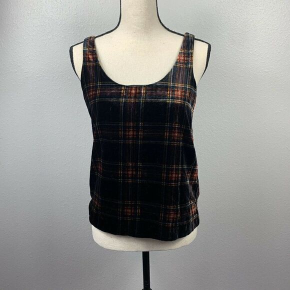 J Crew Sleeveless Blouse Tank Womens 0 Plaid Stewart Velvet K2521 Multi Color - Picture 2 of 5